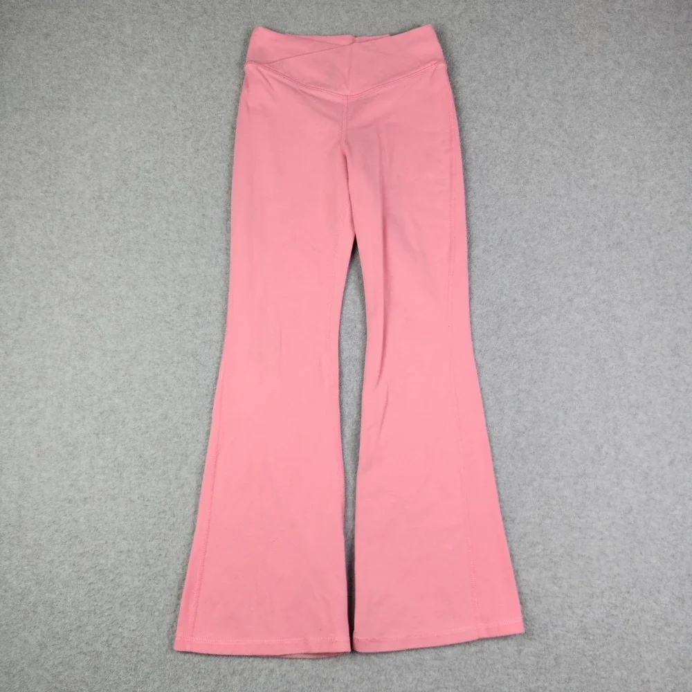 Old Navy Flare Pants‎ Girls L 10-12 Pink PowerChill Go-Dry High-Rise Crossover